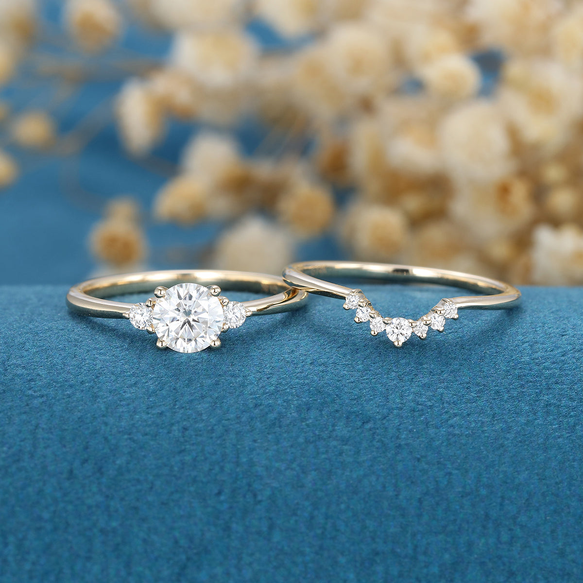 0.41 CT Round Pave Moissanite Bridal Set