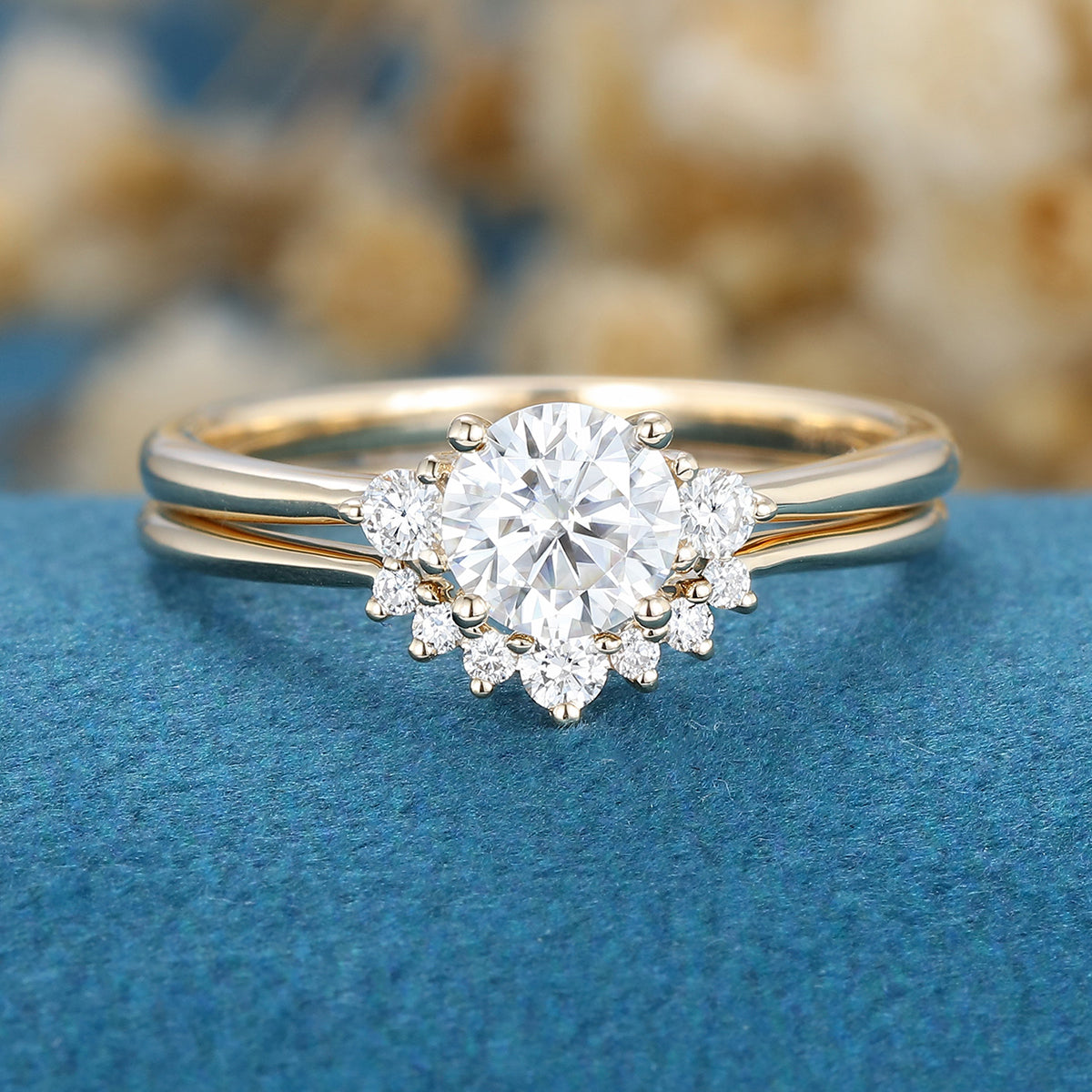 0.41 CT Round Pave Moissanite Bridal Set