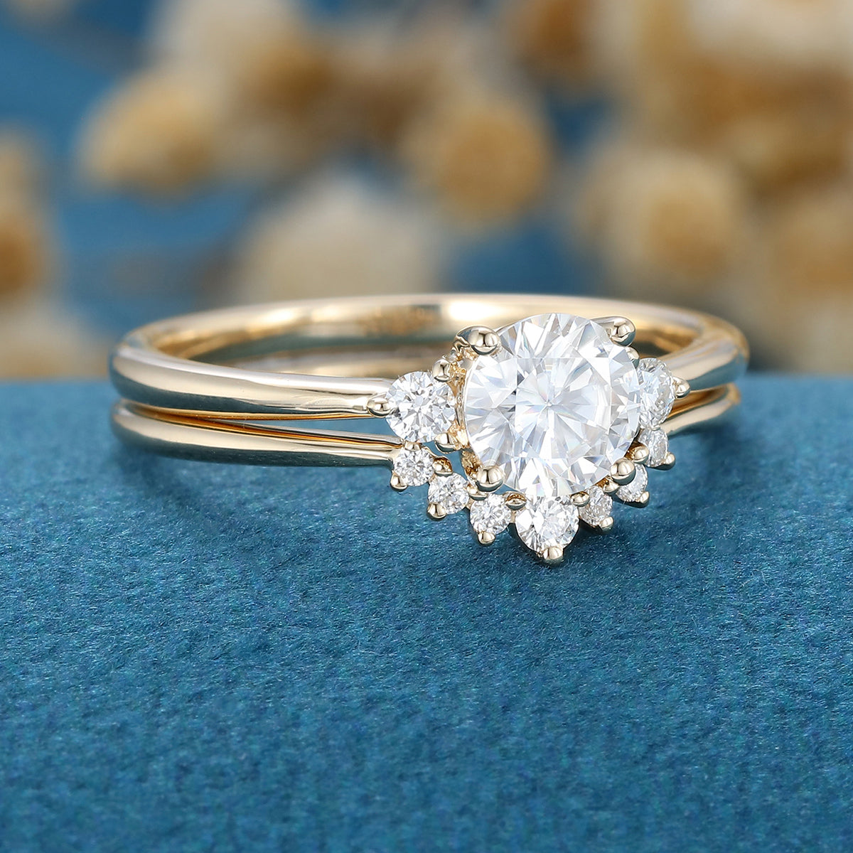 0.41 CT Round Pave Moissanite Bridal Set