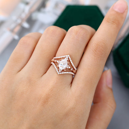 1.5 CT Pear Vintage Moissanite Bridal Set