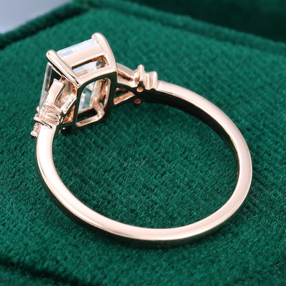 1.60 CT Emerald Cluster Moissanite Engagement Ring