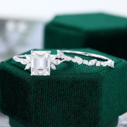 2.3 CT Emerald Cluster Moissanite Bridal Set