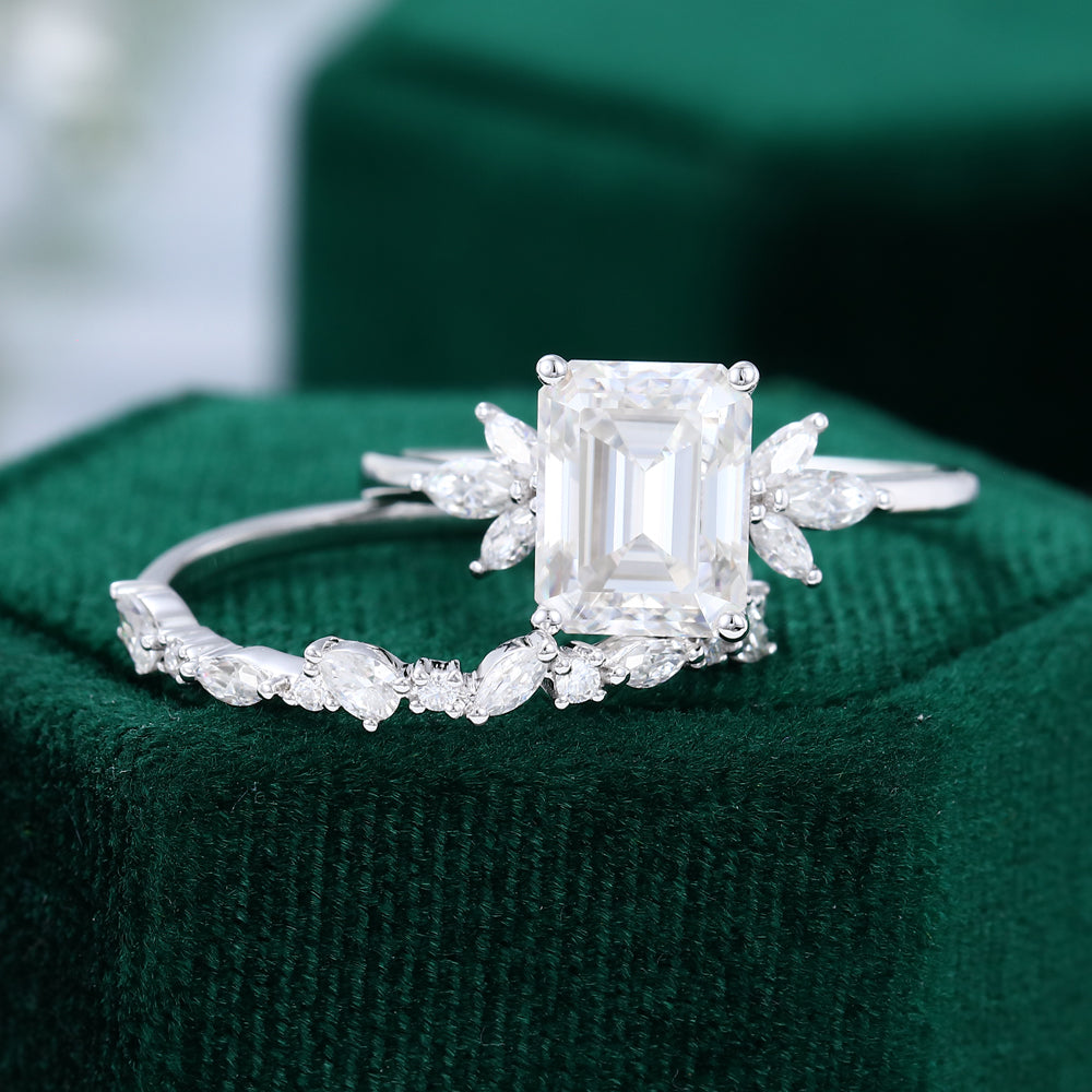 2.3 CT Emerald Cluster Moissanite Bridal Set
