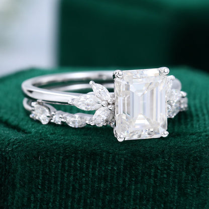 2.3 CT Emerald Cluster Moissanite Bridal Set