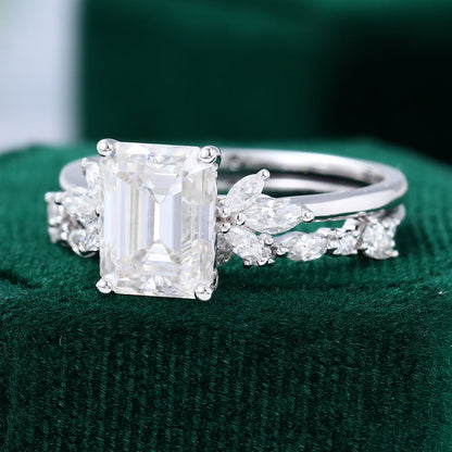 2.3 CT Emerald Cluster Moissanite Bridal Set