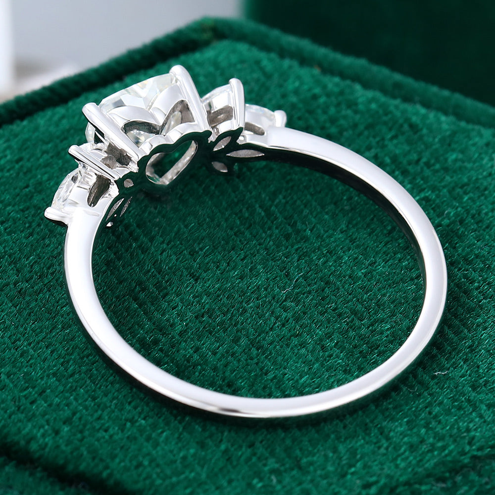 1.6 CT Heart Cluster Moissanite Engagement Ring