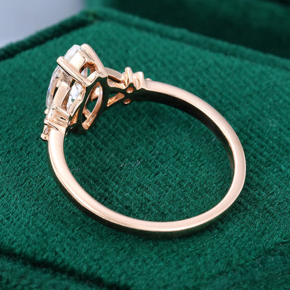 0.90 CT Marquise Cluster Moissanite Engagement Ring