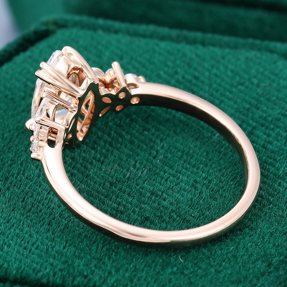 0.90 CT Marquise Cluster Moissanite Engagement Ring