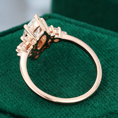 0.90 CT Marquise Cluster Moissanite Engagement Ring