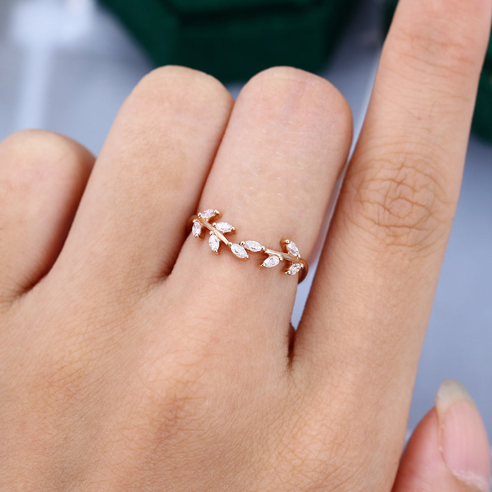 0.275 TCW Marquise Twig Style Moissanite Wedding Band