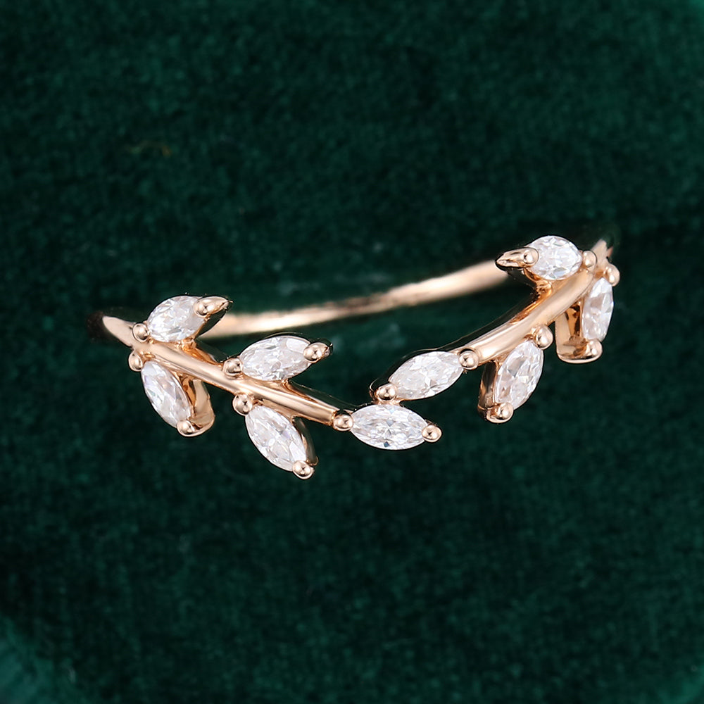 0.275 TCW Marquise Twig Style Moissanite Wedding Band