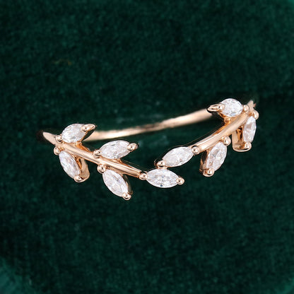 0.275 TCW Marquise Twig Style Moissanite Wedding Band