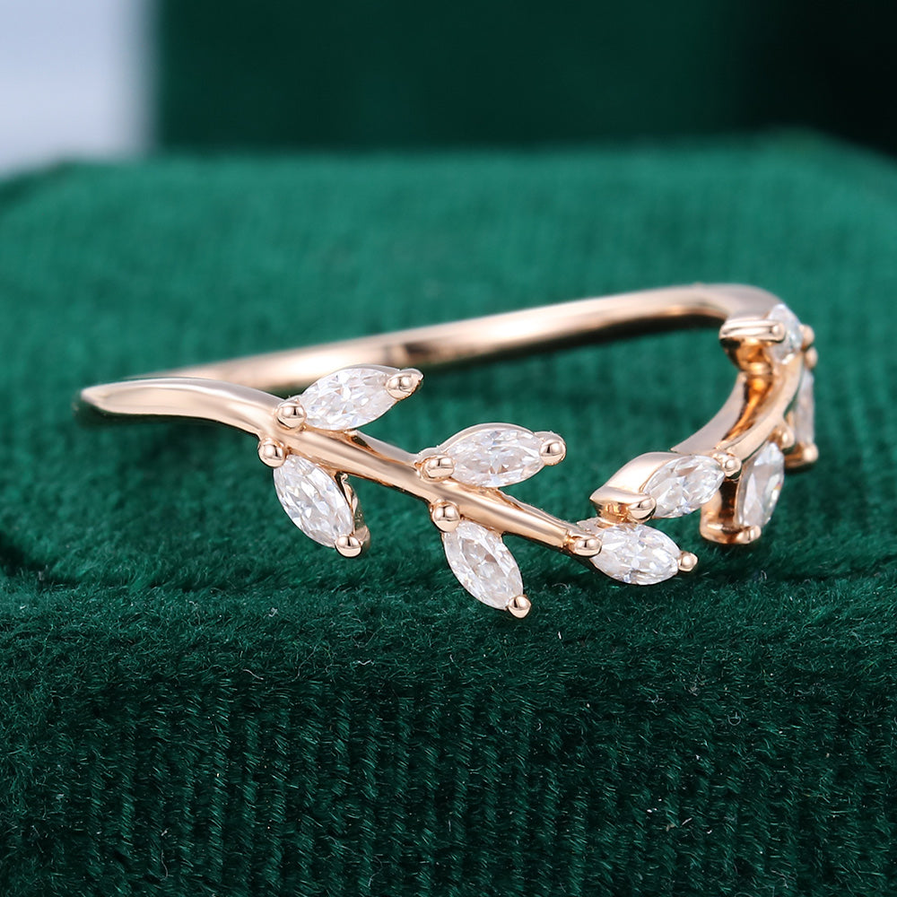 0.275 TCW Marquise Twig Style Moissanite Wedding Band