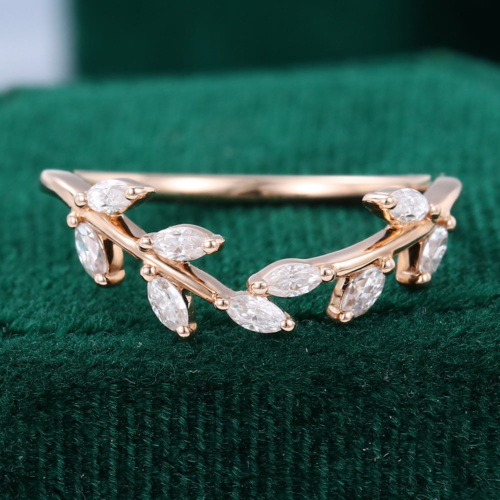 0.275 TCW Marquise Twig Style Moissanite Wedding Band