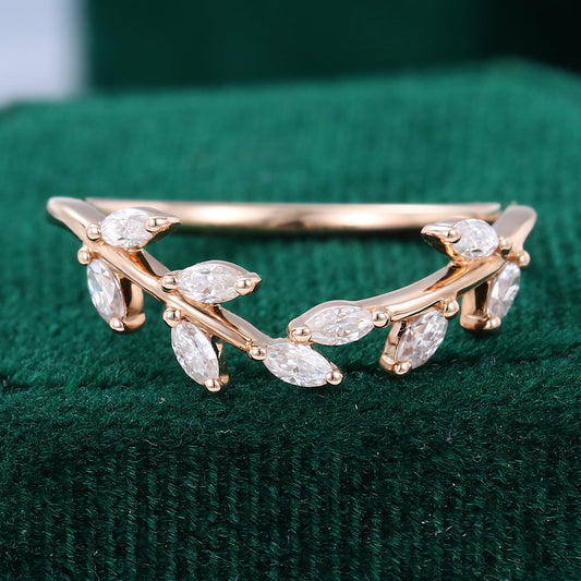 0.275 TCW Marquise Twig Style Moissanite Wedding Band