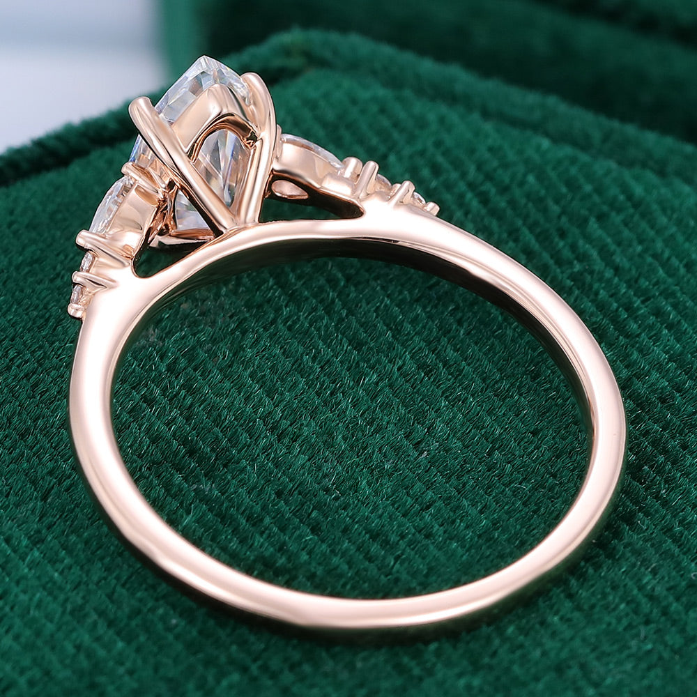 0.90 CT Marquise Cluster Moissanite Engagement Ring