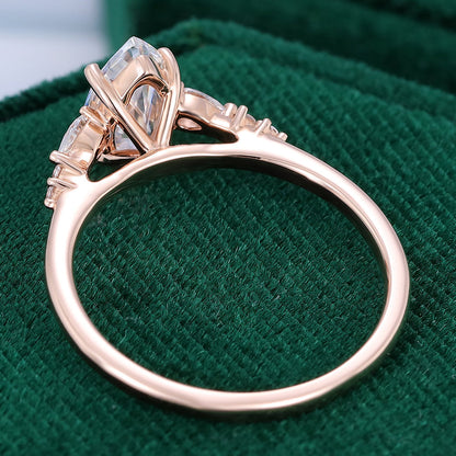 0.90 CT Marquise Cluster Moissanite Engagement Ring