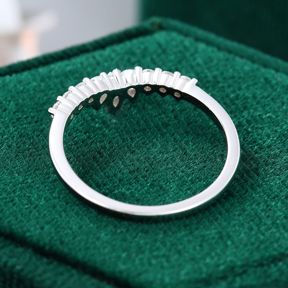 0.3 TCW Pear, Marquise & Round Curved Moissanite Wedding Band