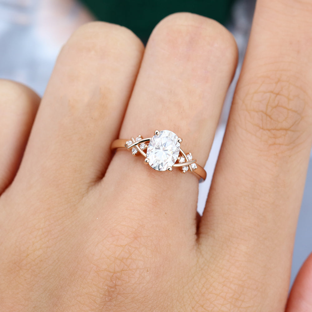1.33 CT Oval Cluster Moissanite Engagement Ring