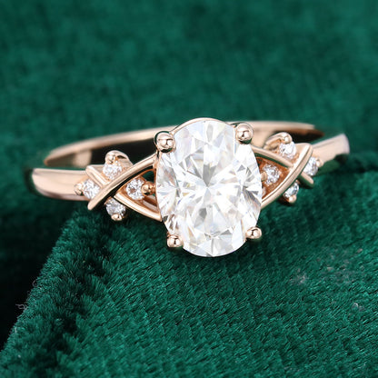 1.33 CT Oval Cluster Moissanite Engagement Ring