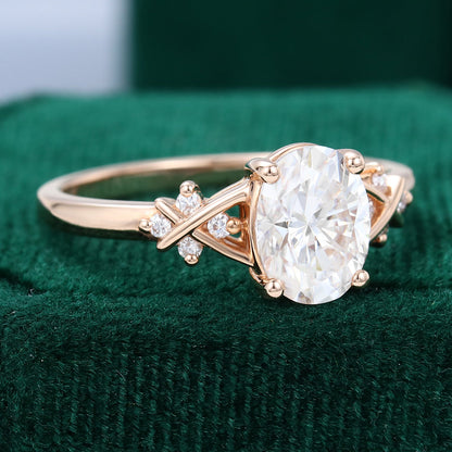 1.33 CT Oval Cluster Moissanite Engagement Ring