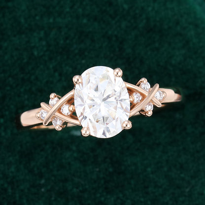 1.33 CT Oval Cluster Moissanite Engagement Ring