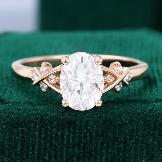 1.33 CT Oval Cluster Moissanite Engagement Ring