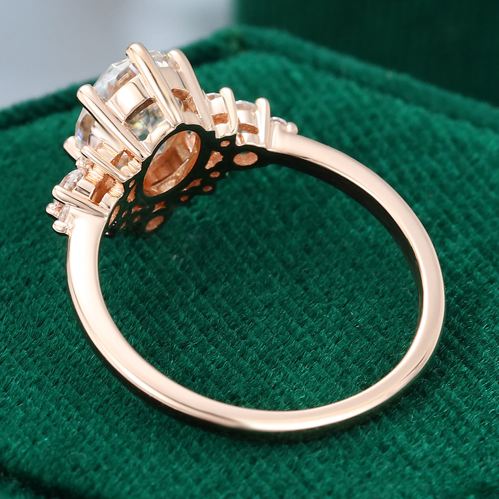 1.5 CT Oval Cluster Moissanite Engagement Ring