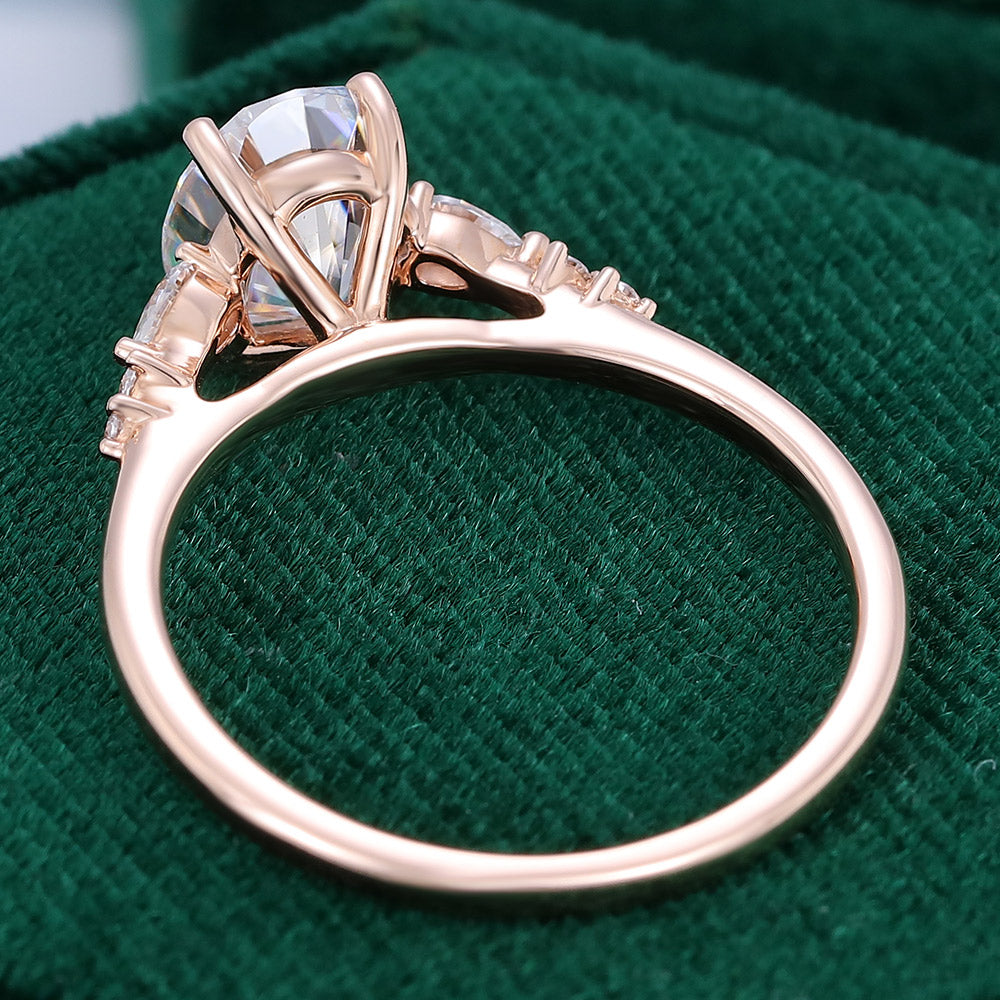 1.5 CT Oval Cluster Moissanite Engagement Ring