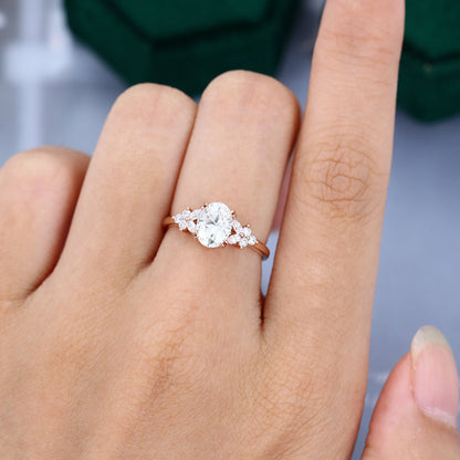 1.33 CT Oval Cluster Moissanite Engagement Ring