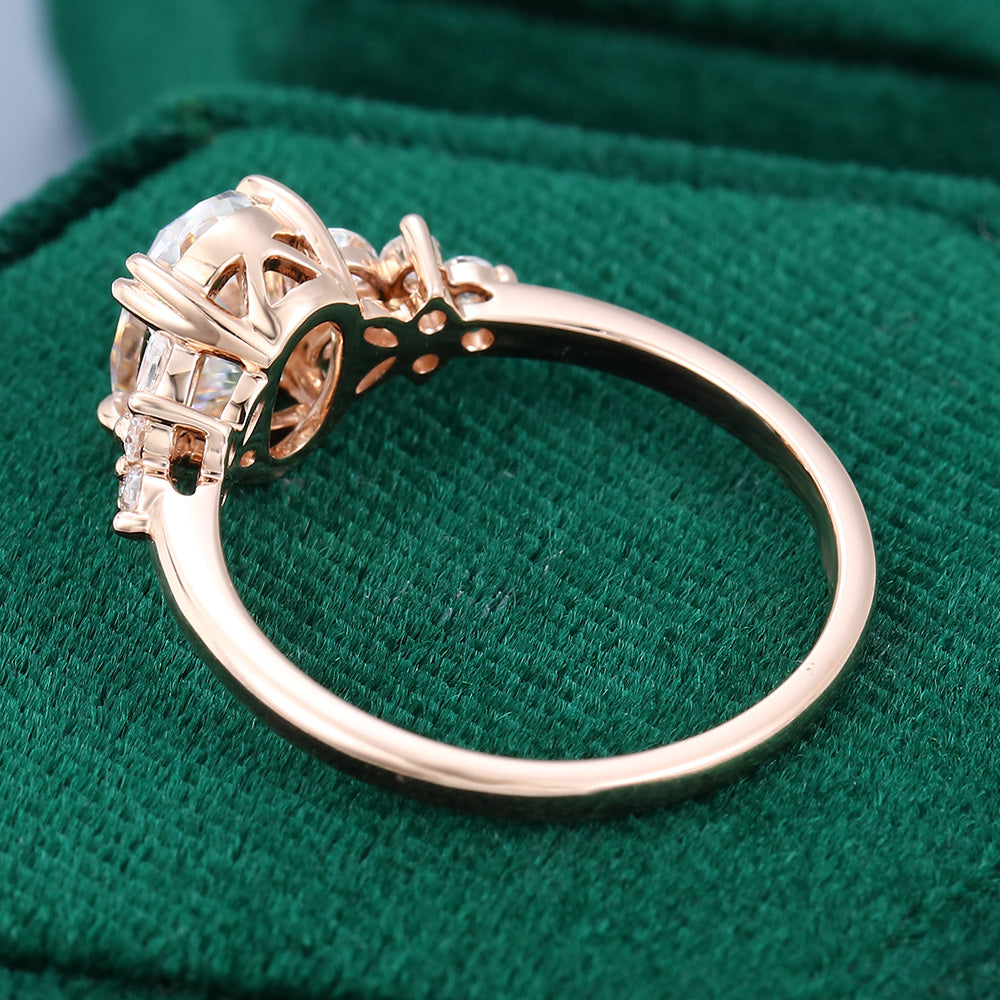 1.33 CT Oval Cluster Moissanite Engagement Ring