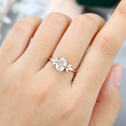 1.33 CT Oval Cluster Moissanite Engagement Ring