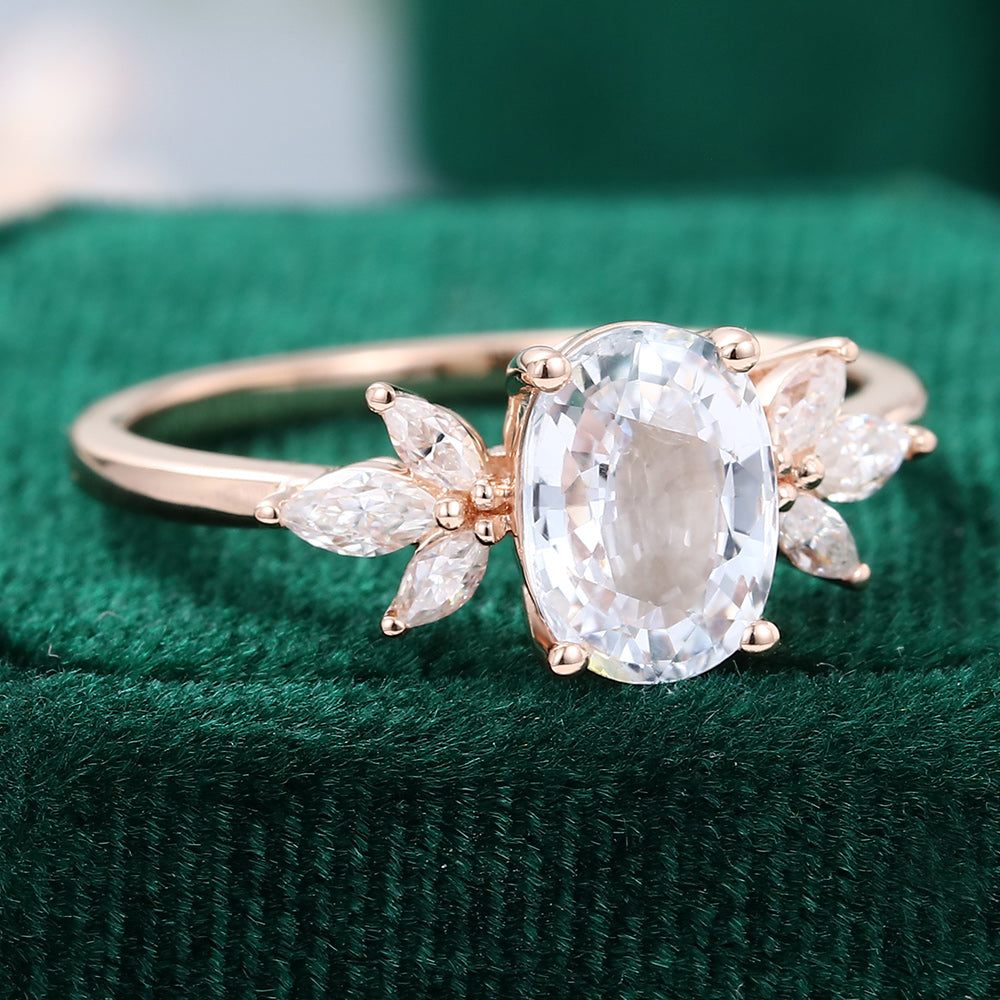 1.33 CT Oval Cluster Moissanite Engagement Ring
