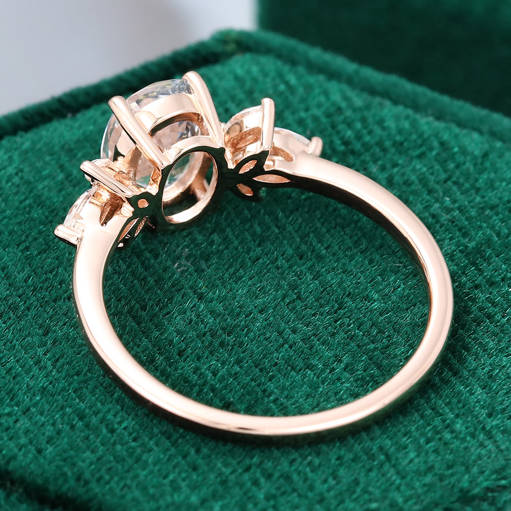 1.33 CT Oval Cluster Moissanite Engagement Ring