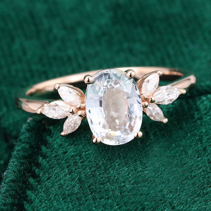 1.33 CT Oval Cluster Moissanite Engagement Ring