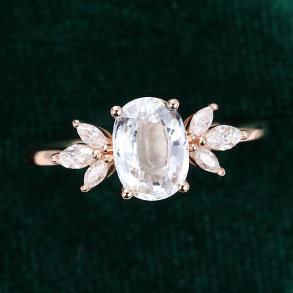 1.33 CT Oval Cluster Moissanite Engagement Ring