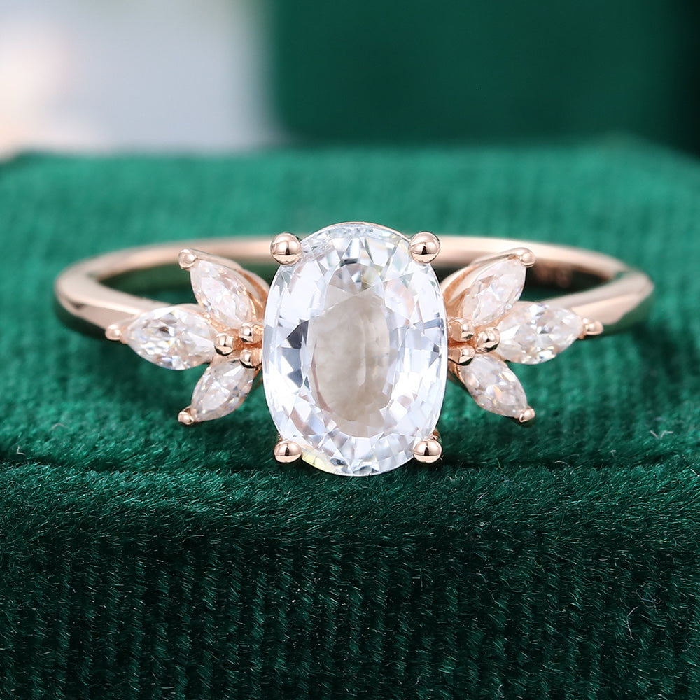 1.33 CT Oval Cluster Moissanite Engagement Ring