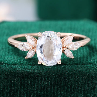 1.33 CT Oval Cluster Moissanite Engagement Ring