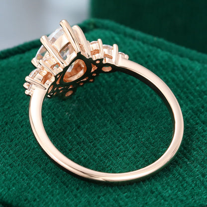 1 CT Pear Cluster Moissanite Engagement Ring