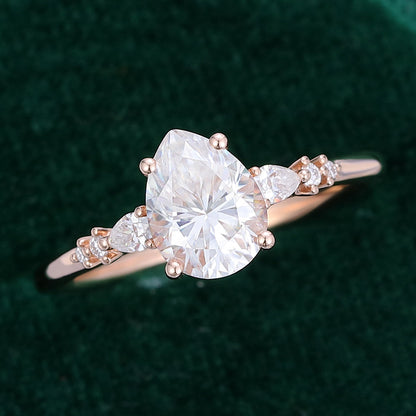 1 CT Pear Pave Moissanite Engagement Ring