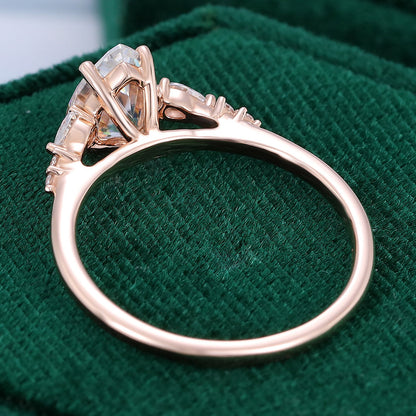 1 CT Pear Pave Moissanite Engagement Ring