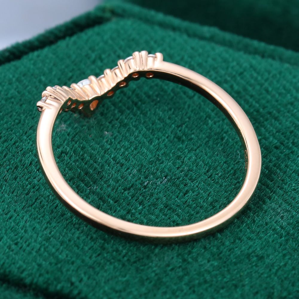 0.15 TCW Pear & Round Curved Moissanite Wedding Band