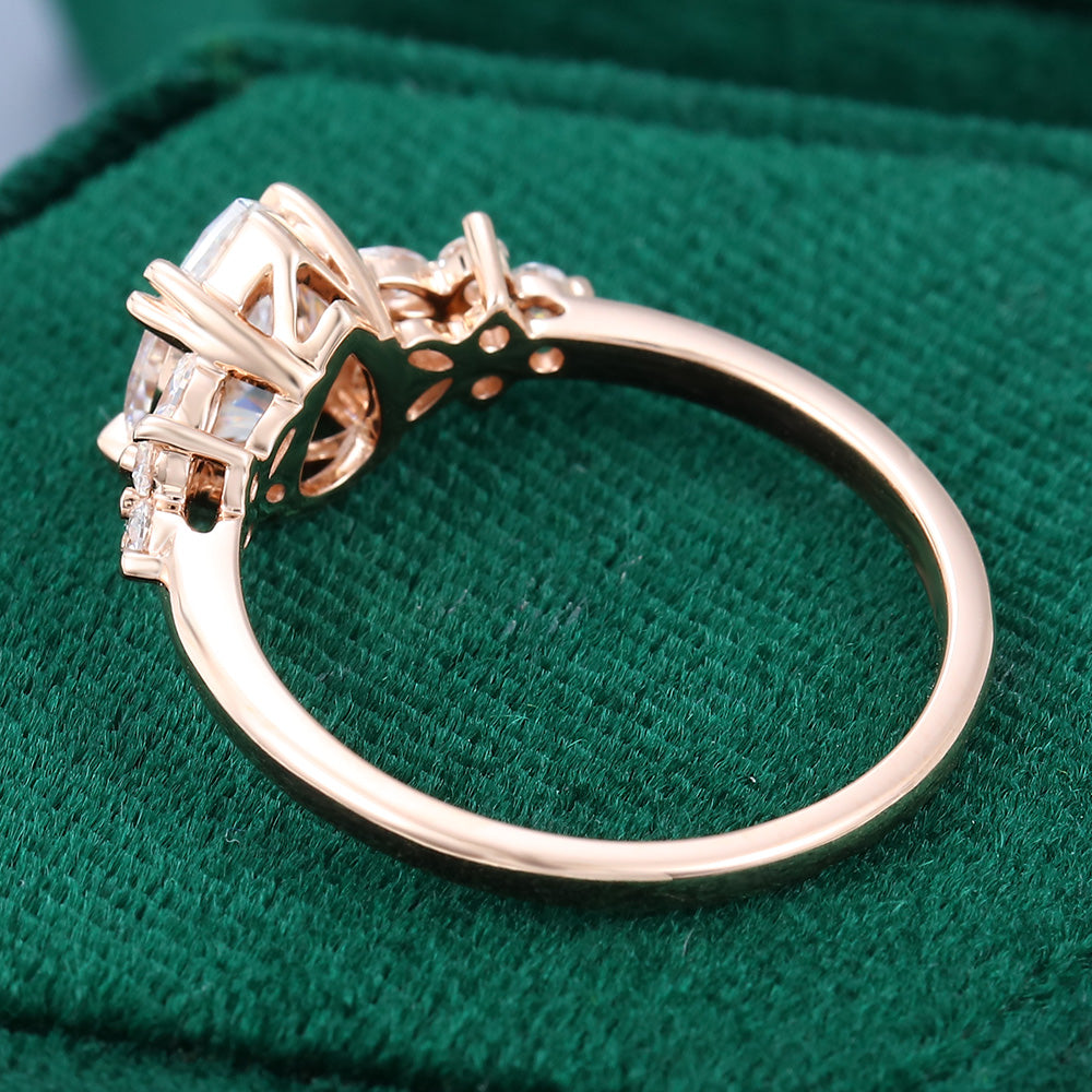1 CT Pear Cluster Moissanite Engagement Ring