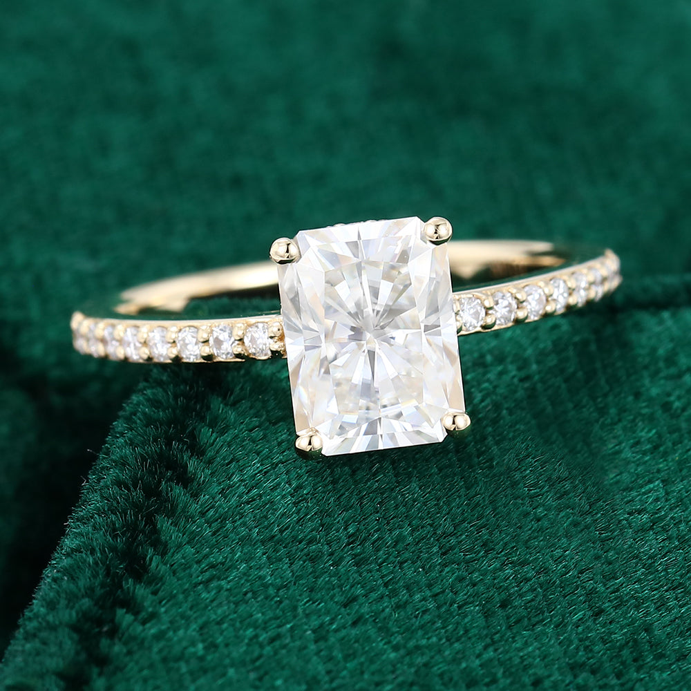 1.67 CT Radiant Pave Moissanite Engagement Ring