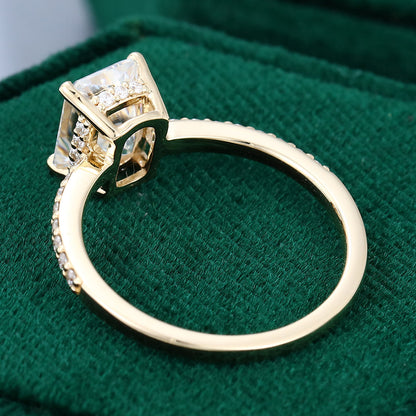 1.67 CT Radiant Pave Moissanite Engagement Ring