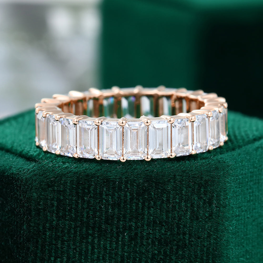 0.25 TCW Emerald Full Eternity Moissanite Wedding Band