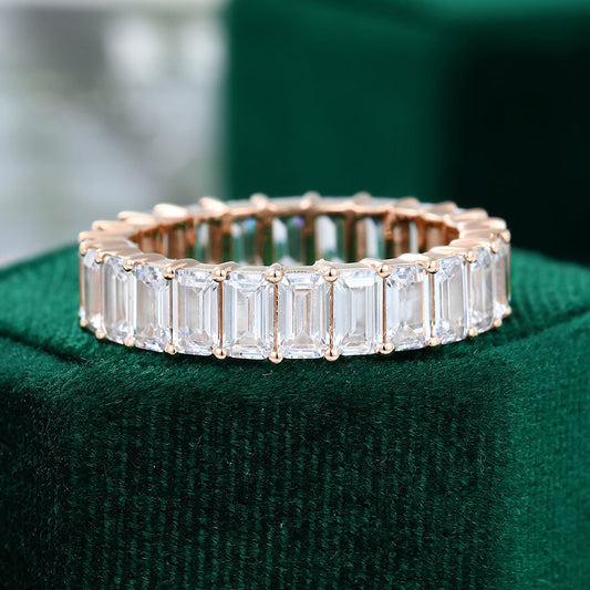 0.25 TCW Emerald Full Eternity Moissanite Wedding Band