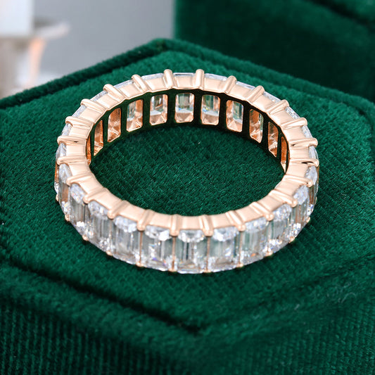 0.25 TCW Emerald Full Eternity Moissanite Wedding Band