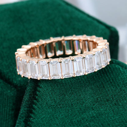 0.25 TCW Emerald Full Eternity Moissanite Wedding Band