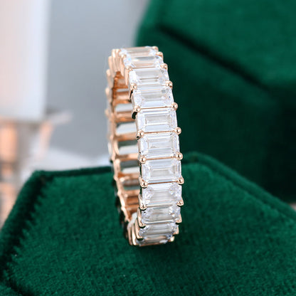 0.25 TCW Emerald Full Eternity Moissanite Wedding Band